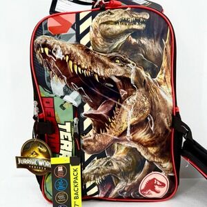 Jurassic World Rebirth 2 Pieces Backpack 17" Lunch Bag Kids School Travel NWT